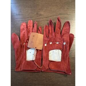 Loro Piana Suede Red Roadster Driving Gloves Size S